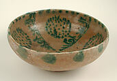 Bowl with Green Pseudo-Inscriptions and Clusters of Spots, Earthenware; yellow slip with green decoration under transparent glaze