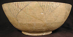 Buff Ware Bowl with Geometric Patterns, Earthenware; polychrome decoration under transparent glaze (buff ware)