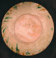 Bowl, Earthenware; white slip, incised and splashed with polychrome glazes under transparent glaze (sgraffito ware)