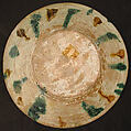 Bowl, Earthenware; white slip, incised and splashed with polychrome glazes under transparent glaze (sgraffito ware)