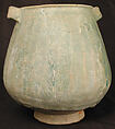 Jar, Earthenware; gritty gray body, turquoise glaze