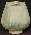 Jar, Earthenware; gritty gray body, turquoise glaze