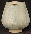 Jar, Earthenware; gritty gray body, turquoise glaze