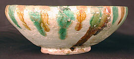 Two Imitation Splashware Bowls, Earthenware; white slip, incised and splashed with polychrome glazes under transparent glaze (sgraffito ware)