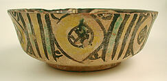Bowl, Earthenware; white slip with polychrome decoration under a transparent glaze