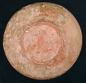 Bowl, Earthenware; white slip, incised and splashed with polychrome glazes under transparent glaze (sgraffito ware)