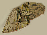 Fragment of a Bowl, Earthenware; painted in black slip and polychrome pigments under transparent colorless glaze (buff ware)