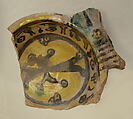 Fragment of a Bowl, Earthenware; polychrome decoration under transparent glaze (buff ware)