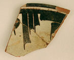 Fragment of a Bowl, Earthenware; white slip with black slip decoration under transparent glaze