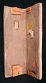 Three Corner Tiles, Stonepaste; modeled, inglaze painted in blue and luster-painted on opaque white glaze
