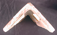 Three Corner Tiles, Stonepaste; modeled, inglaze painted in blue and luster-painted on opaque white glaze