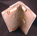 Three Corner Tiles, Stonepaste; modeled, inglaze painted in blue and luster-painted on opaque white glaze