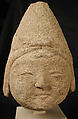 Head of a Central Asian Figure in a Pointed Cap, Gypsum plaster; modeled, carved