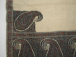 Shawl, Wool; twill weave and double interlocking twill tapestry weave