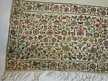 Scarf, Cotton; embroidered with silk and metal wrapped thread
