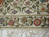 Scarf, Cotton; embroidered with silk and metal wrapped thread