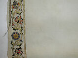 Scarf, Cotton; embroidered with silk and metal wrapped thread