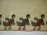 Fragment of Scarf or Cover, Linen, embroidered in silk and metal wrapped thread