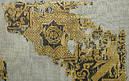 Textile with a Pattern of Stars and Birds, Originally from a Cap, Silk; samite
