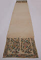 Towel, Linen, silk, and metal wrapped thread; embroidered
