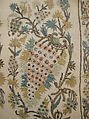 Towel, Linen, silk, and metal wrapped thread; embroidered