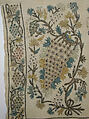 Towel, Linen, silk, and metal wrapped thread; embroidered