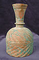 Bottle with Ribbed Design, Brass; cast, chased, inlaid with black compound