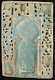 Tile with Niche Design, Stonepaste; molded, glazed, and carved