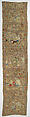 Panel, Linen, silk, metal wrapped thread; plain weave, embroidered
