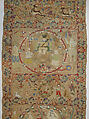 Panel, Linen, silk, metal wrapped thread; plain weave, embroidered