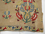 Fragment of a Cover, Linen; embroidered