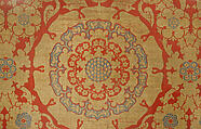 Silk Fragment with Circular Rosace-like Floriate Medallions, Silk, metal wrapped thread; lampas (kemha)