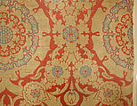 Silk Fragment with Circular Rosace-like Floriate Medallions, Silk, metal wrapped thread; lampas (kemha)