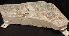 Fragment of Wall Painting with a Scene of Two Horsemen Slaying a Serpent, Gypsum plaster; painted