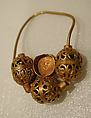 Earring, One of a Pair, Gold wire with filigree