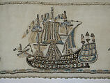 Towel Ends, Cotton; embroidered in silk and silver metal wrapped thread