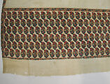 Shawl, Wool; twill weave and double interlocking twill tapestry weave