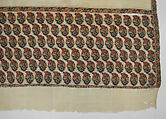 Shawl, Wool; twill weave and double interlocking twill tapestry weave