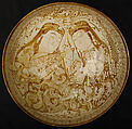 Bowl With Musicians in a Garden, Stonepaste; glazed in opaque white, luster-painted