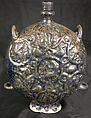 Flask with Zodiac Medallions, Stonepaste; molded, blue-glazed, overpainted, and gilded