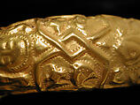 Bracelet, Gold fabricated from sheet, with repoussé decoration, punching, twisted wire, and granulation