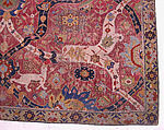 Carpet, Cotton (warp and weft), wool (weft and pile); asymmetrically knotted pile