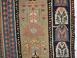 Carpet, Cotton (warp and weft), wool (weft), silk (weft), metal wrapped silk thread; tapestry-woven