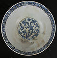 Bowl with Flowering Plants, Stonepaste; painted in blue under transparent glaze