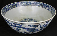 Bowl with Flowering Plants, Stonepaste; painted in blue under transparent glaze