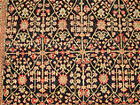 Millefleur Carpet with a Flower-and-Trellis Pattern, Cotton (warp and weft), wool (pile); asymmetrically knotted pile