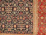 Millefleur Carpet with a Flower-and-Trellis Pattern, Cotton (warp and weft), wool (pile); asymmetrically knotted pile