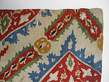 Textile Fragment, Linen, silk; plain weave, embroidered