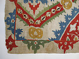 Textile Fragment, Linen, silk; plain weave, embroidered