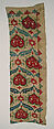 Textile Fragment, Linen, silk; plain weave, embroidered